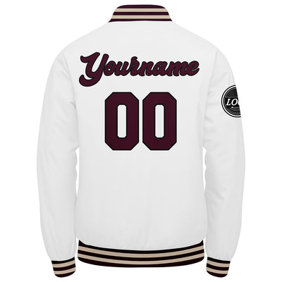 Custom Varsity Jacket Letterman jacket for Men, Women and Youth Marroon White enthsush