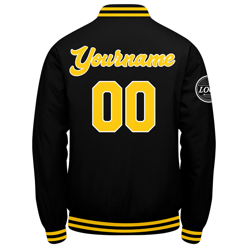 Custom Varsity Jacket Letterman jacket for Men, Women and Youth Black Yellow enthsush