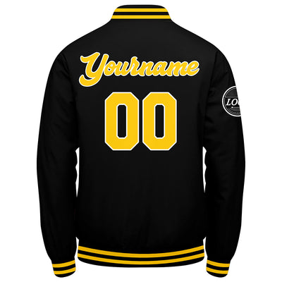 Custom Varsity Jacket Letterman jacket for Men, Women and Youth Black Yellow enthsush