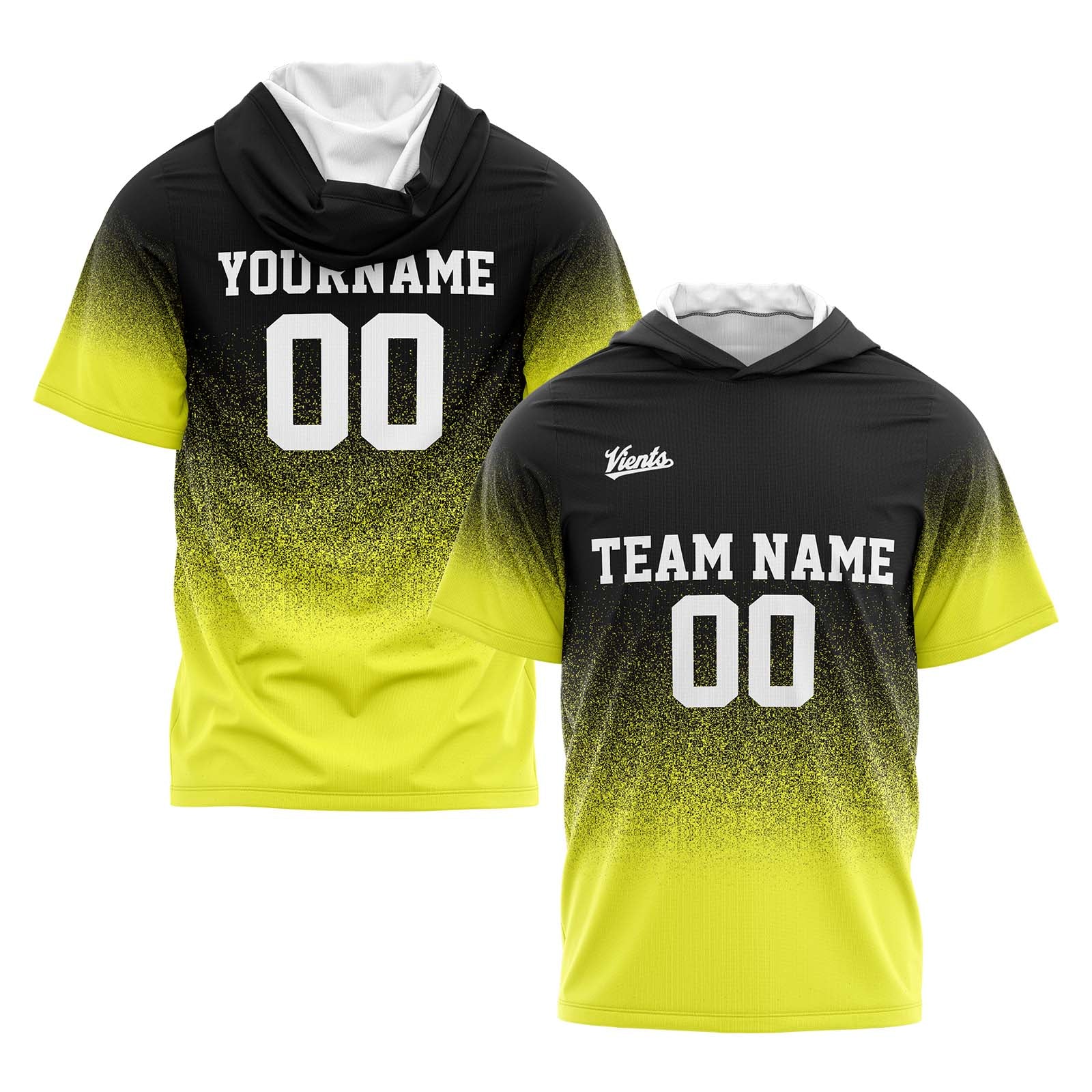 Custom Black Yellow Sleeve Hoodies for Men Women Shirts with Hoods Printed Name Logo enthsush
