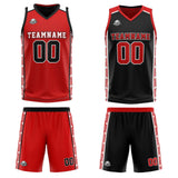 Custom Red Black Reversible Basketball Suit for Adults and Kids Personalized Jersey
