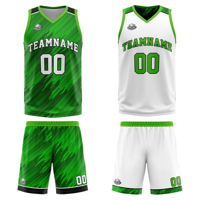 Custom Green Reversible Basketball Suit for Adults and Kids Personalized Jersey enthsush