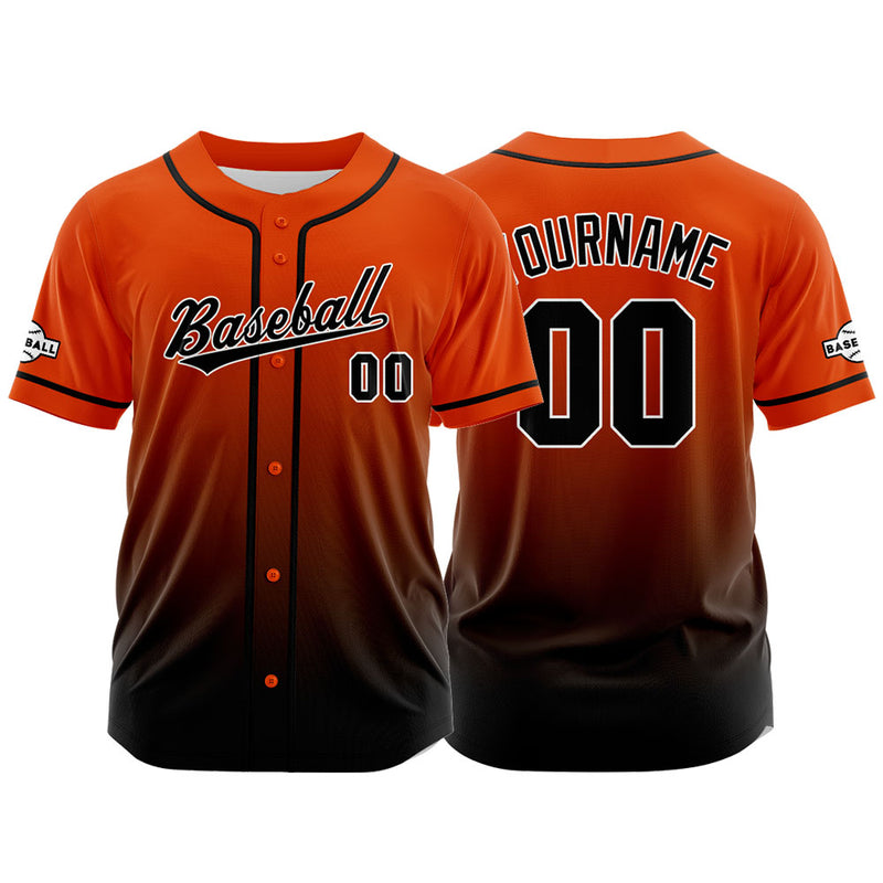 Custom Full Print Design Authentic Baseball Jersey black-orange