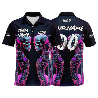 Custom Football Polo Shirts  Add Your Unique Logo/Name/Number Black&Pink enthsush