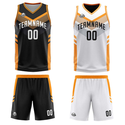 Custom Black Orange Reversible Basketball Suit for Adults and Kids Personalized Jersey enthsush