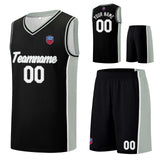 Custom basketball jersey shorts for men and women. Embroidered and printed name, number and logo Black&Grey