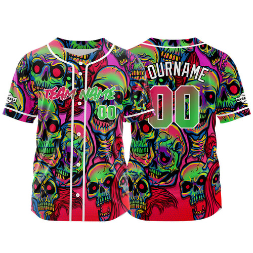 Custom Baseball Jersey Personalized Baseball Shirt for Men Women Kids Youth Teams Stitched and Print Pink&Green enthsush