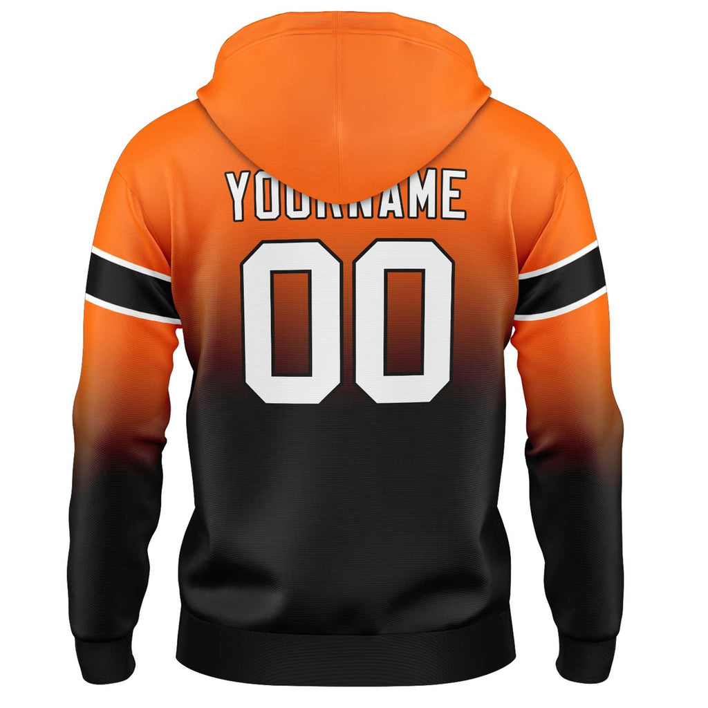 Custom Gradient Sweatshirt Hoodie For Man Woman Girl Boy Print Your Logo Name Number Orange&Black enthsush