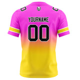 Custom Pink&Yellow Gradient Football Jersey Personalized Football Shirts for Men Women  Printed Team Name Number Logo