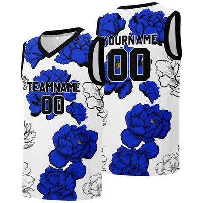 Custom basketball jersey for men and women. Stitched and printed name, number and logo Royal enthsush