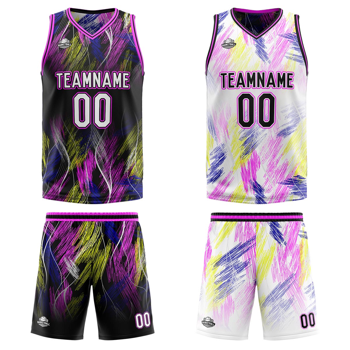 Custom Black Pink Reversible Basketball Suit for Adults and Kids Personalized Jersey enthsush