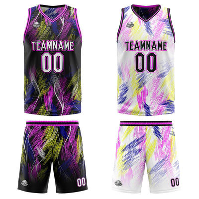Custom Black Pink Reversible Basketball Suit for Adults and Kids Personalized Jersey enthsush