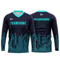 Custom Dark Blue Cyan Basketball Soccer Football Shooting Long T-Shirt for Adults and Kids enthsush
