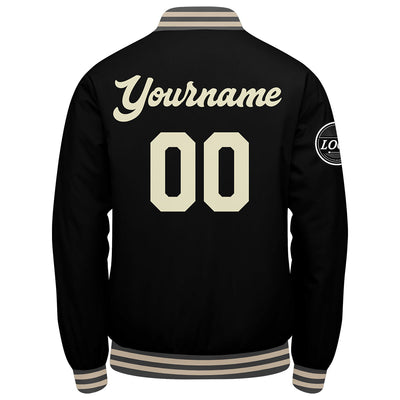 Custom Varsity Jacket Letterman jacket for Men, Women and Youth Grey Black Cream enthsush