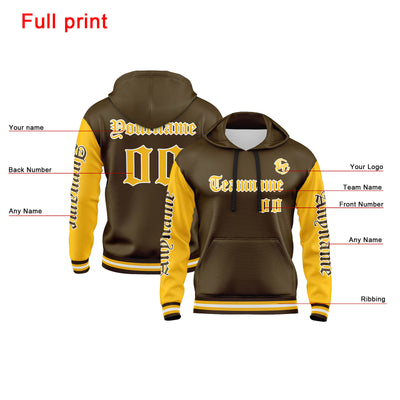 Custom Brown Yellow Sweatshirt Hoodie For Men Women Girl Boy Print Your Logo Name Number enthsush