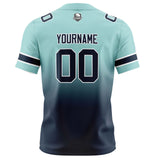 Custom Light Teal Navy Gradient Football Jersey Personalized Football Shirts for Men Women  Printed Team Name Number Logo