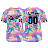 Custom Full Print Design Authentic Baseball Jersey pink-purple