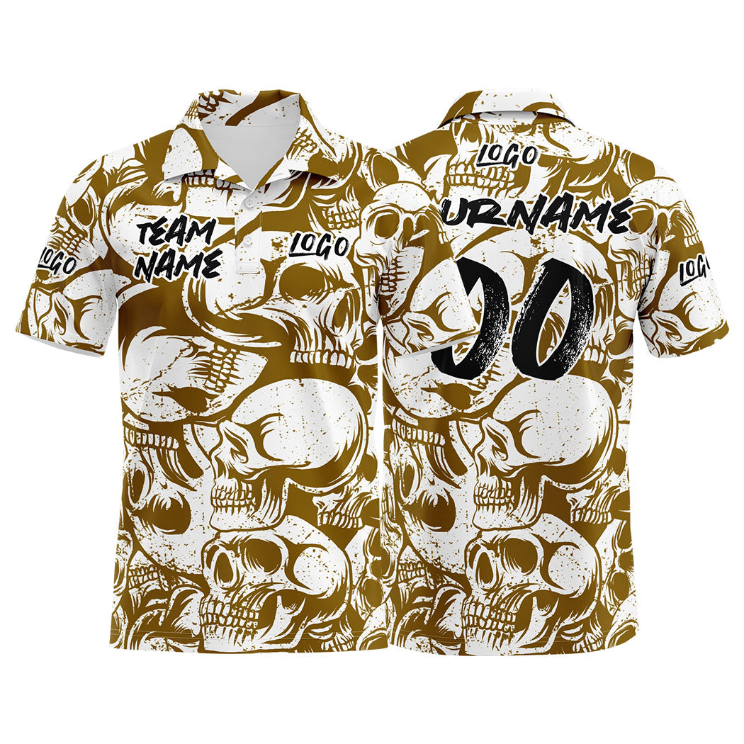 Custom Football Polo Shirts  Add Your Unique Logo/Name/Number Brown&White enthsush