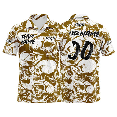 Custom Football Polo Shirts  Add Your Unique Logo/Name/Number Brown&White enthsush