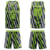 Custom Vertical bar Green Grey Basketball Jersey Uniform Suit Printed Your Logo Name Number
