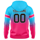 Custom Gradient Sweatshirt Hoodie For Man Woman Girl Boy Print Your Logo Name Number Light Blue&Pink