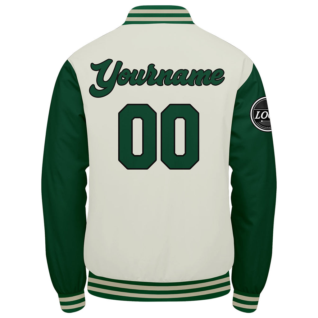 Custom Varsity Jacket Letterman jacket for Men, Women and Youth Green Cream enthsush