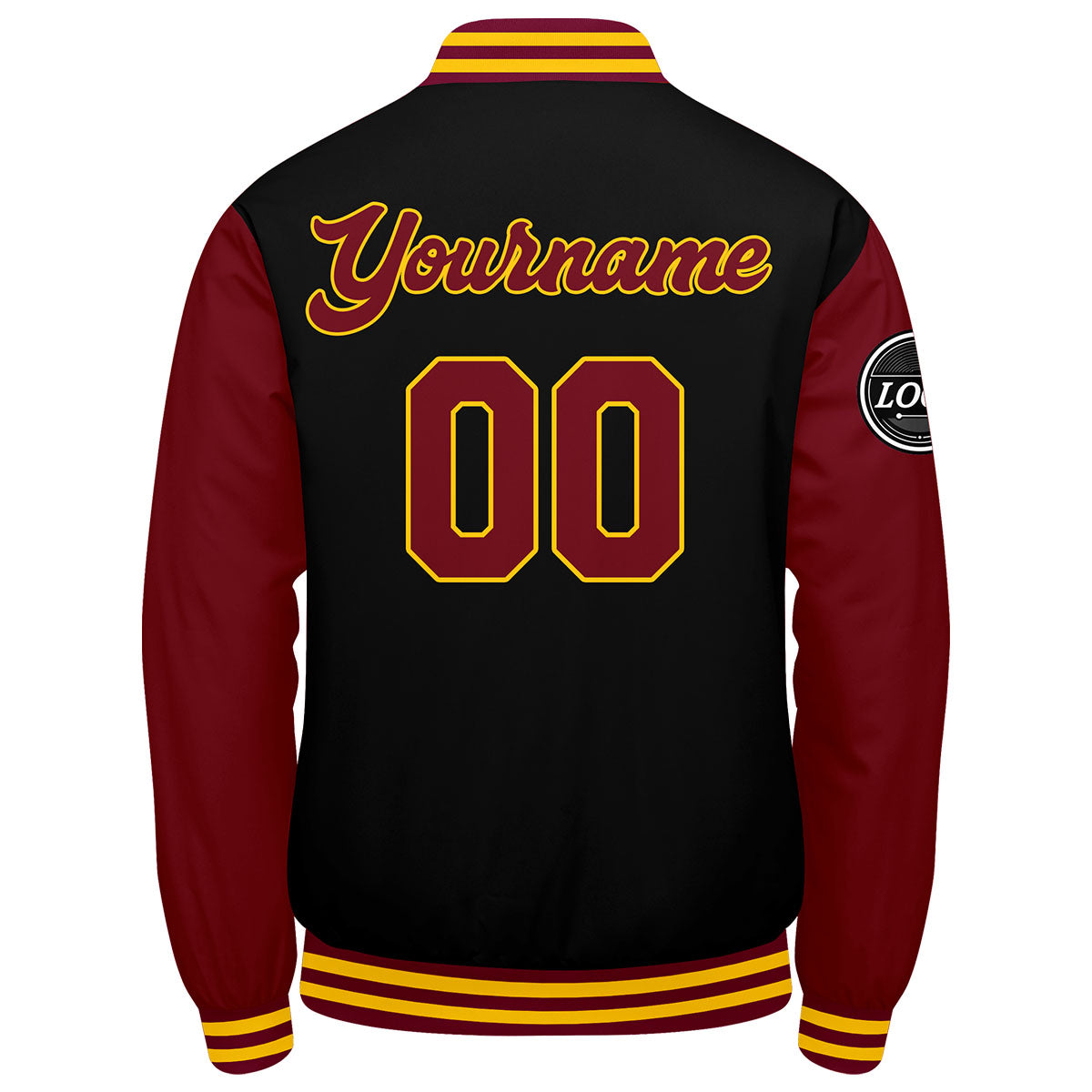 Custom Varsity Jacket Letterman jacket for Men, Women and Youth Crimson Black Yellow enthsush