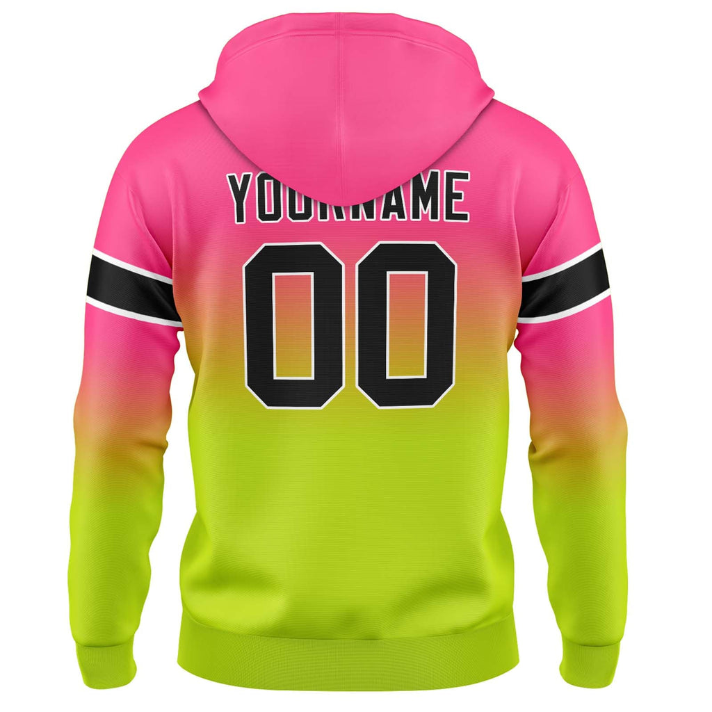 Custom Gradient Hoodie For Man Woman Girl Boy Print Your Logo Name Number Pink&Chartreuse enthsush