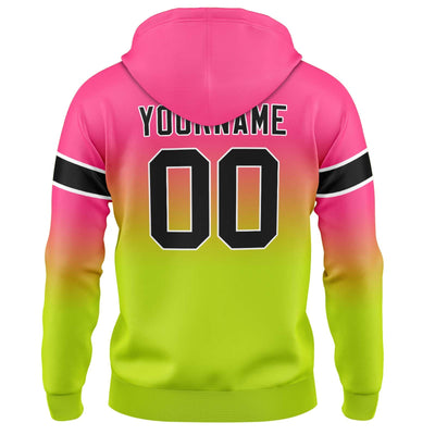 Custom Gradient Hoodie For Man Woman Girl Boy Print Your Logo Name Number Pink&Chartreuse enthsush