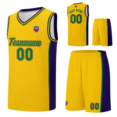 Custom basketball jersey shorts for men and women. Embroidered and printed name, number and logo Yellow enthsush