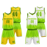 Custom Basketball Jersey Uniform Suit Printed Your Logo Name Number White-Neon Green