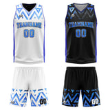 Custom Reversible Basketball Suit for Adults and Kids Personalized Jersey Blue-Black-White