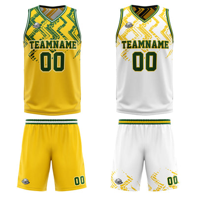 Custom Yellow Green Reversible Basketball Suit for Adults and Kids Personalized Jersey enthsush
