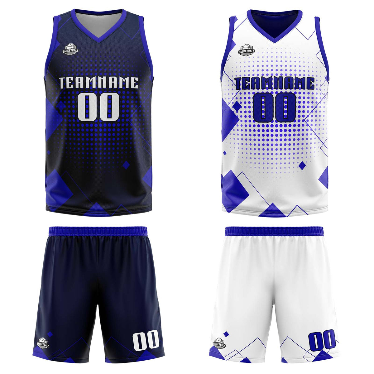 Custom Royal Reversible Basketball Suit for Adults and Kids Personalized Jersey enthsush