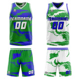 Custom Green Blue Reversible Basketball Suit for Adults and Kids Personalized Jersey