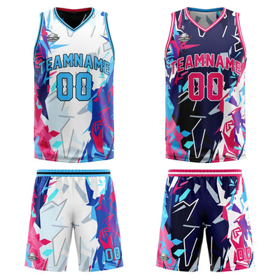 Custom Light Blue Reversible Basketball Suit for Adults and Kids Personalized Jersey enthsush