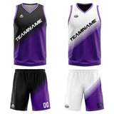 Custom Reversible Basketball Suit for Adults and Kids Personalized Jersey Black&Purple