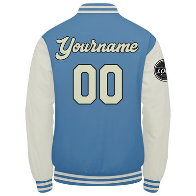 Custom Varsity Jacket Letterman jacket for Men, Women and Youth Light Blue Cream enthsush