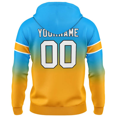 Custom Gradient Sweatshirt Hoodie For Man Woman Girl Boy Print Your Logo Name Number Light Blue&Orange enthsush