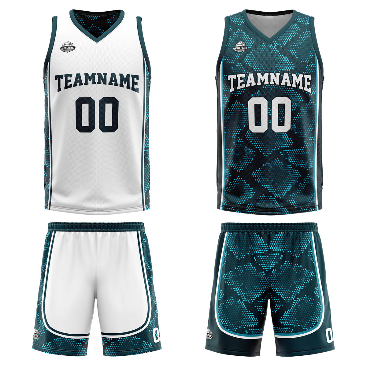 Custom Dark Green Reversible Basketball Suit for Adults and Kids Personalized Jersey enthsush
