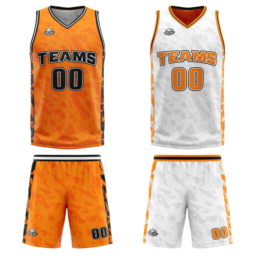 Custom Orange Reversible Basketball Suit for Adults and Kids Personalized Jersey enthsush