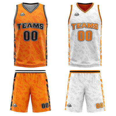 Custom Orange Reversible Basketball Suit for Adults and Kids Personalized Jersey enthsush