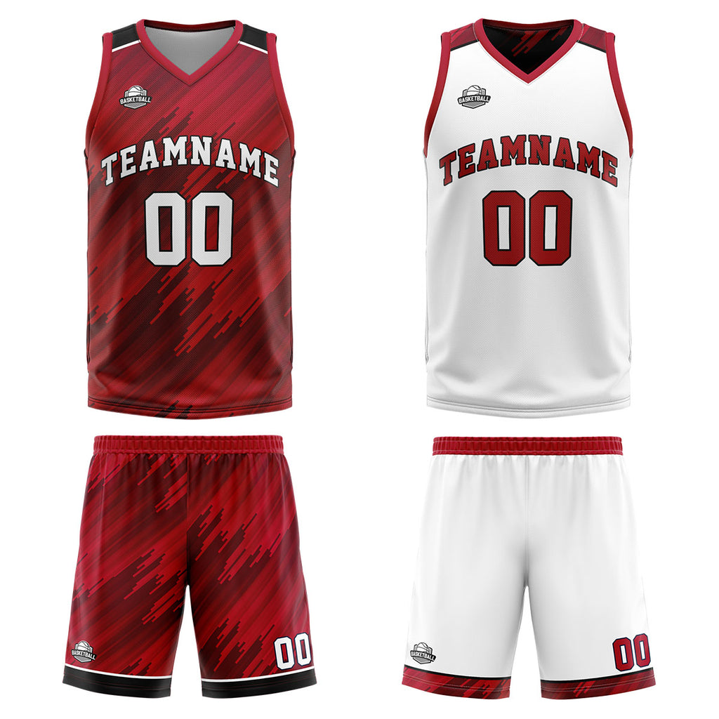 Custom Red Reversible Basketball Suit for Adults and Kids Personalized Jersey enthsush