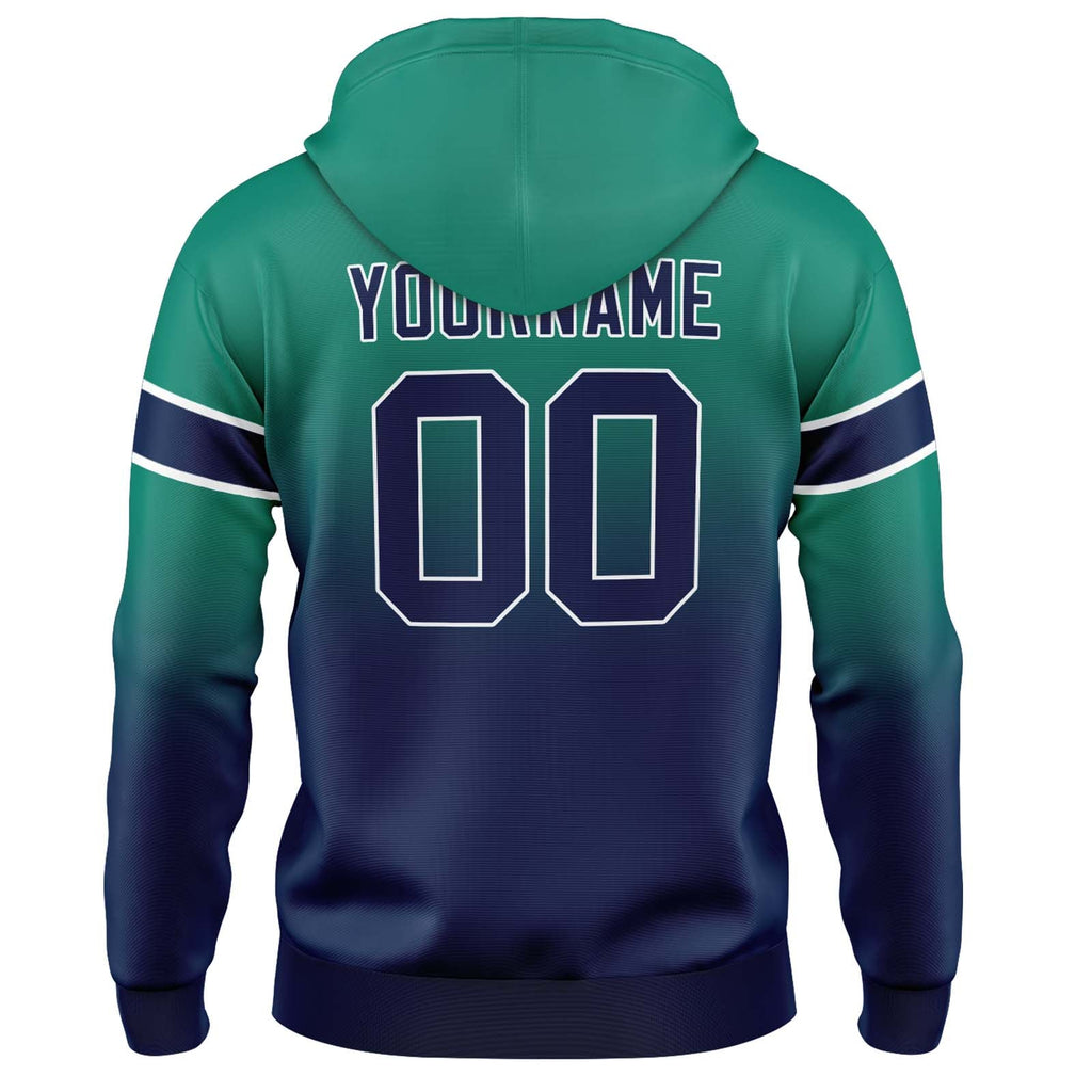 Custom Gradient Sweatshirt Hoodie For Man Woman Girl Boy Print Your Logo Name Number Green&Navy enthsush