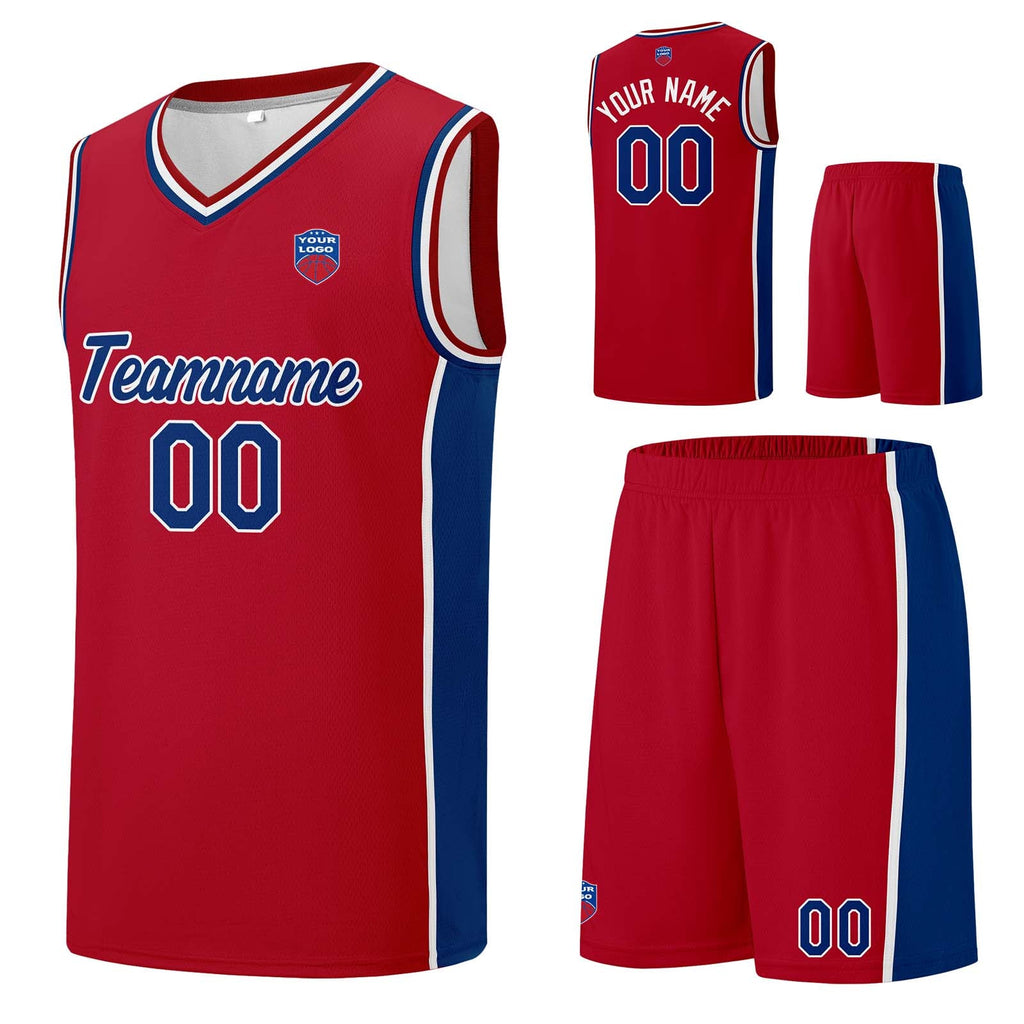 Custom basketball jersey shorts for men and women. Embroidered and printed name, number and logo Red enthsush