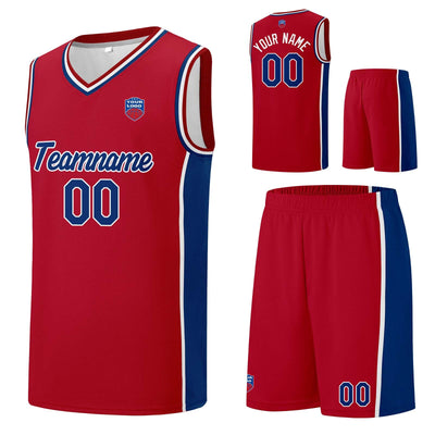 Custom basketball jersey shorts for men and women. Embroidered and printed name, number and logo Red enthsush