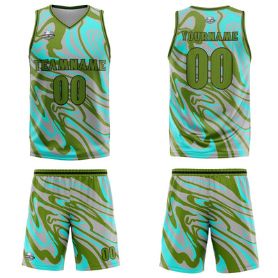 Custom Fluid Green Grey Basketball Jersey Uniform Suit Printed Your Logo Name Number enthsush