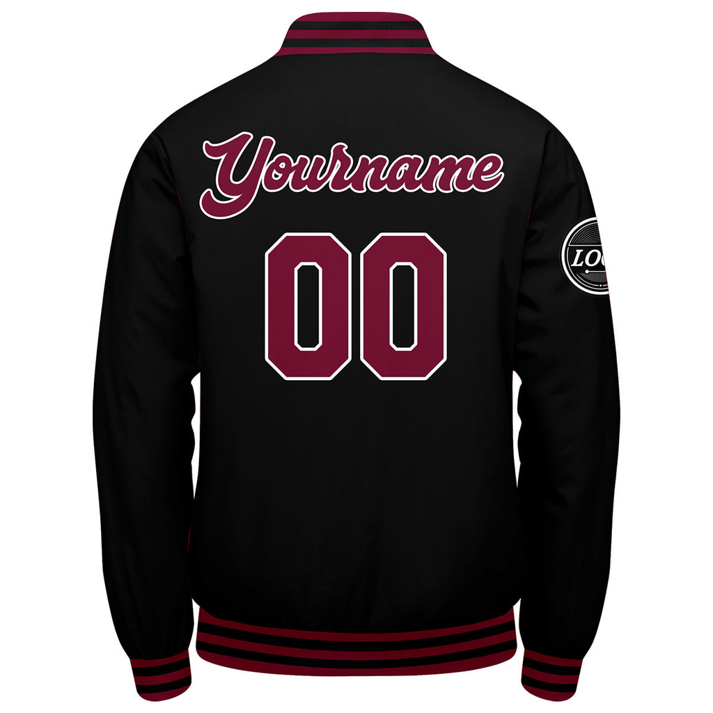 Custom Varsity Jacket Letterman jacket for Men, Women and Youth Crimson Black enthsush
