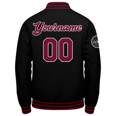 Custom Varsity Jacket Letterman jacket for Men, Women and Youth Crimson Black enthsush