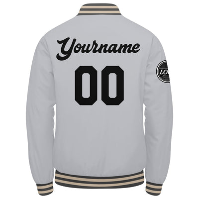 Custom Varsity Jacket Letterman jacket for Men, Women and Youth Grey Black enthsush